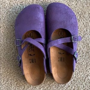 Purple Leather Birkenstock Birki’s Slide On Sandal